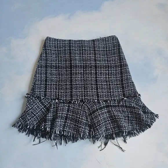 Black and White Tweed Skirt