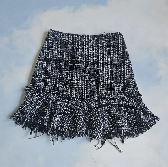Black and White Tweed Skirt