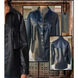 Blank NYC Black Faux Leather Fridge Pocket Shirt Jacket Size S