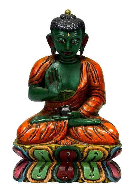 Blessing Buddha - Nepalese Wood Statue