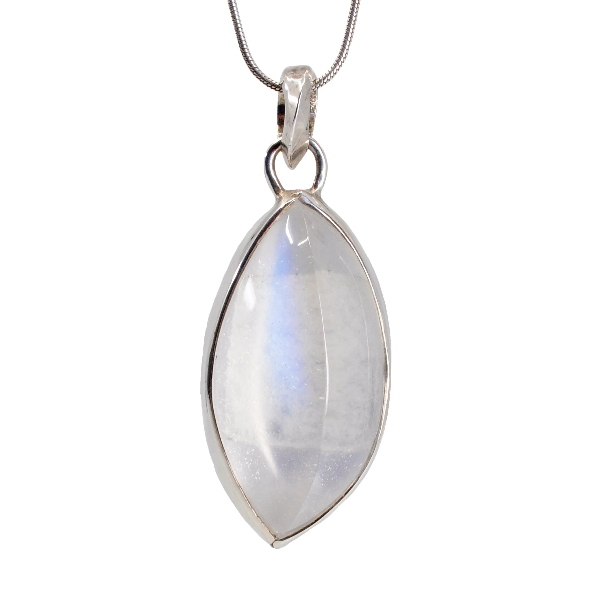 Blue Moonstone 28.06 mm 24.76 carats Cabochon Sterling Silver Handcrafted Gemstone Pendant