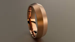 Brushed Rose Gold 6mm Knife Edge Wedding Band