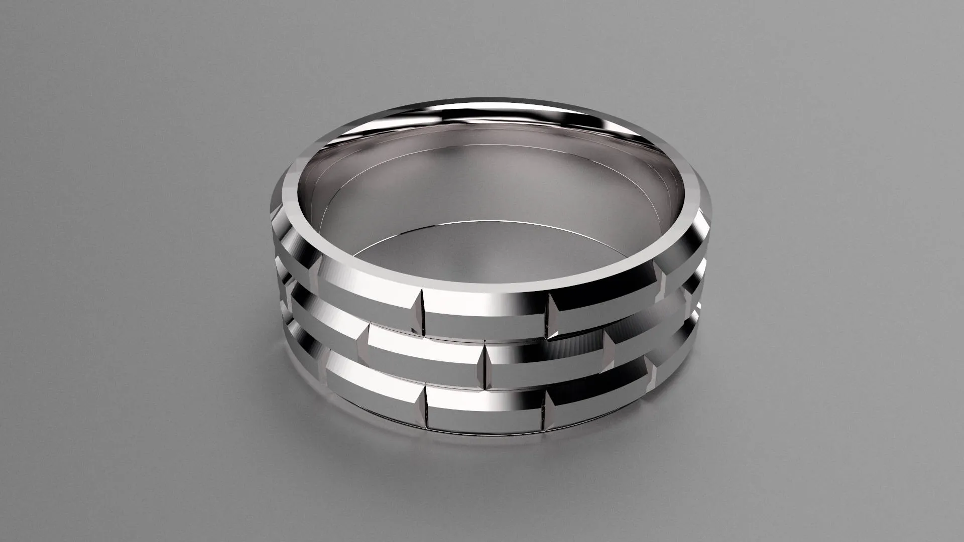 Brushed Sterling Silver 8mm Brick Pattern Wedding Band