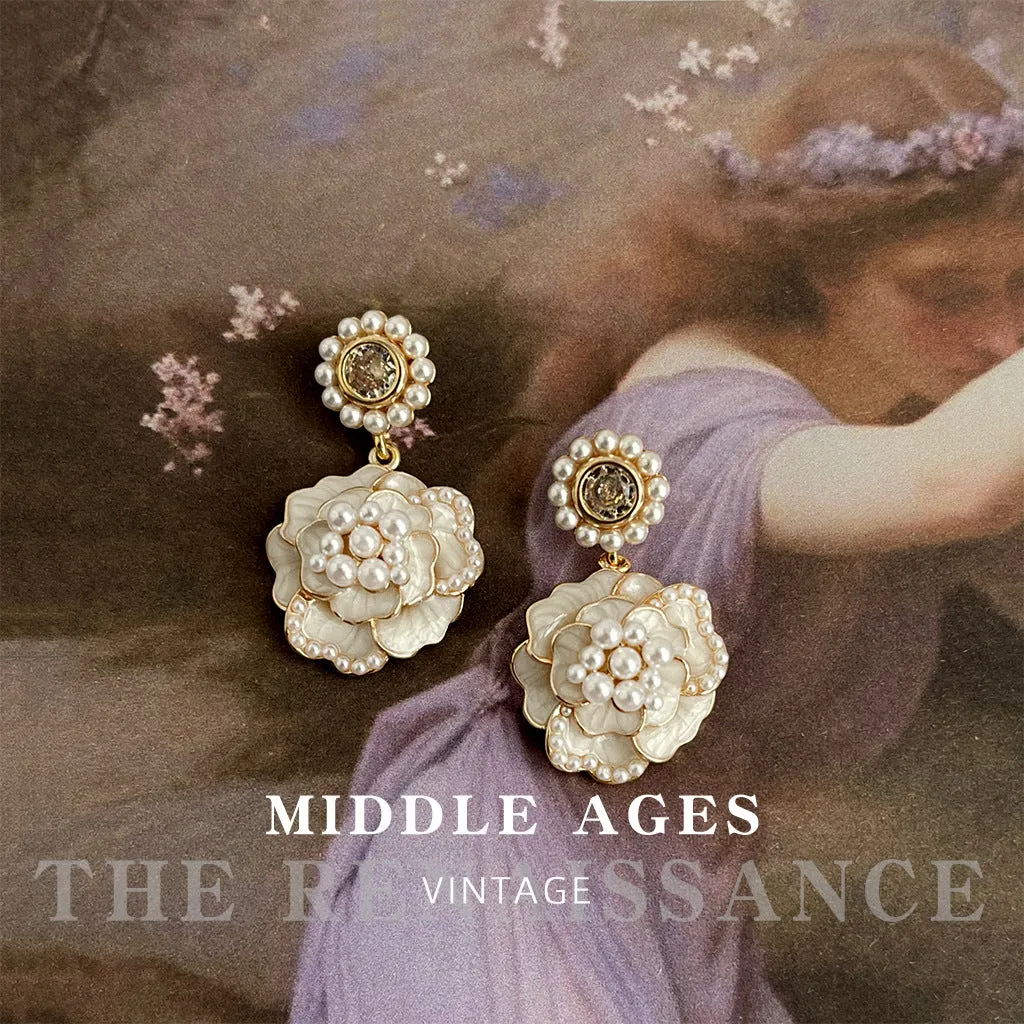 Camellia Pearl Drop Earrings