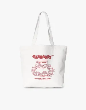 Canvas Graphic Tote - Fast Food Print, White/Samba