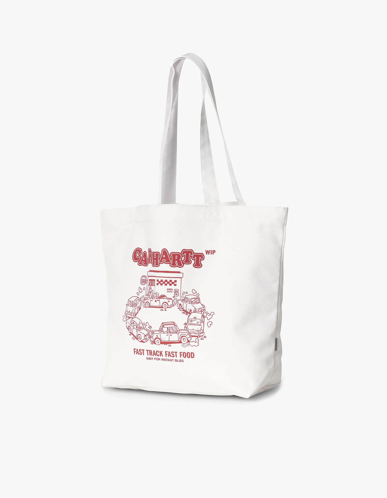 Canvas Graphic Tote - Fast Food Print, White/Samba