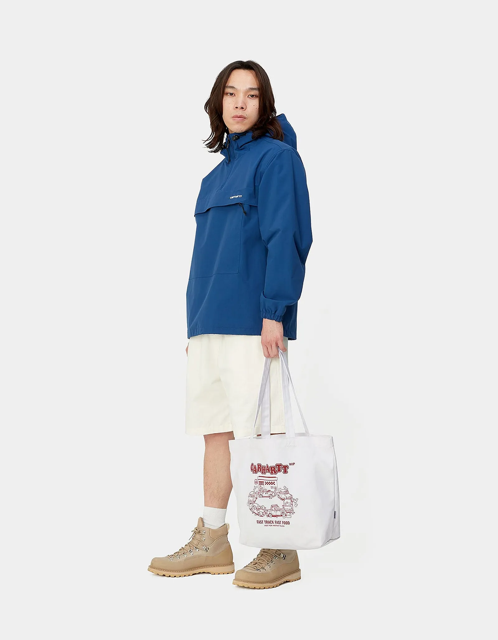 Canvas Graphic Tote - Fast Food Print, White/Samba
