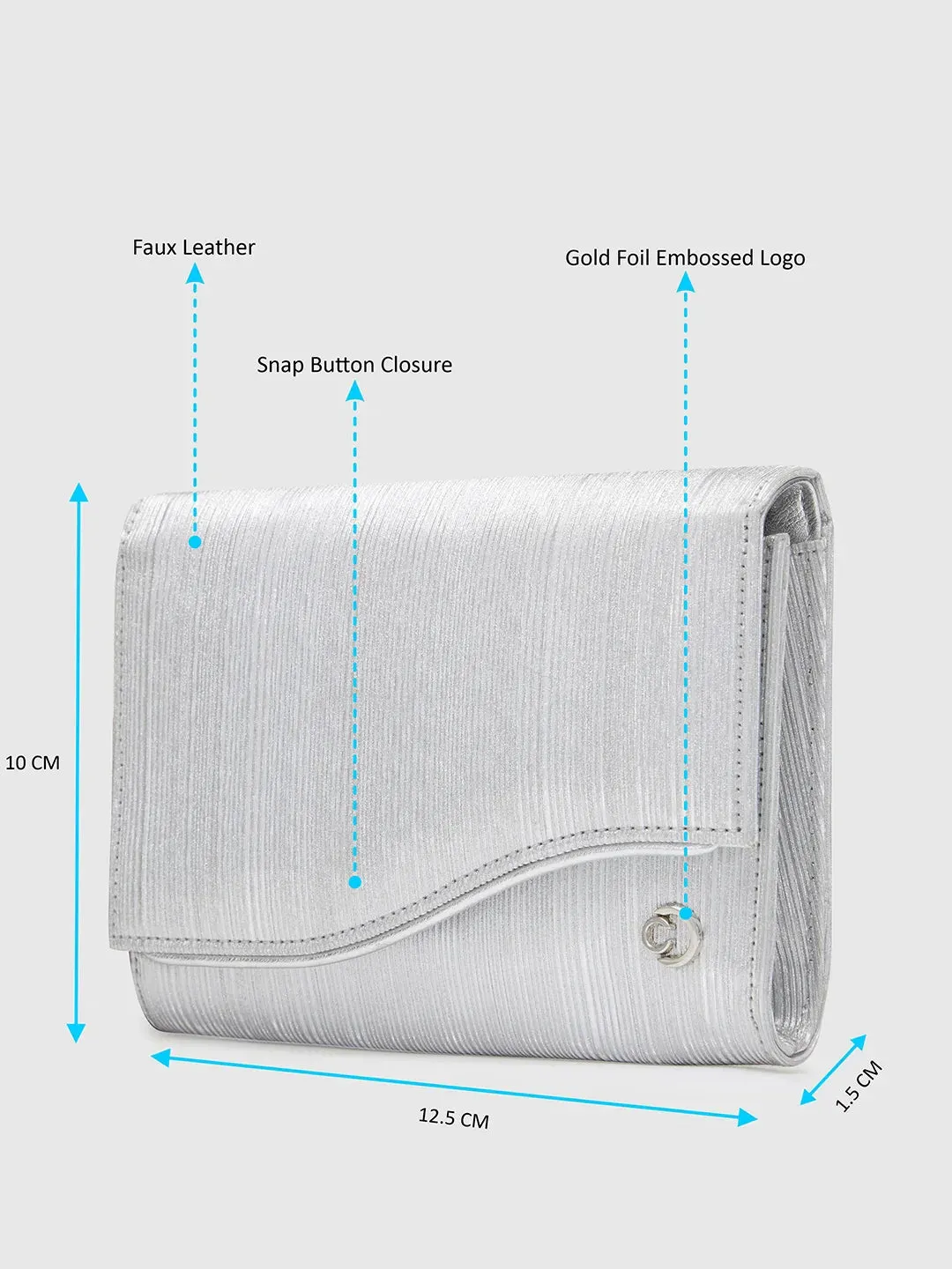 Caprese Bertha Medium Silver Clutch
