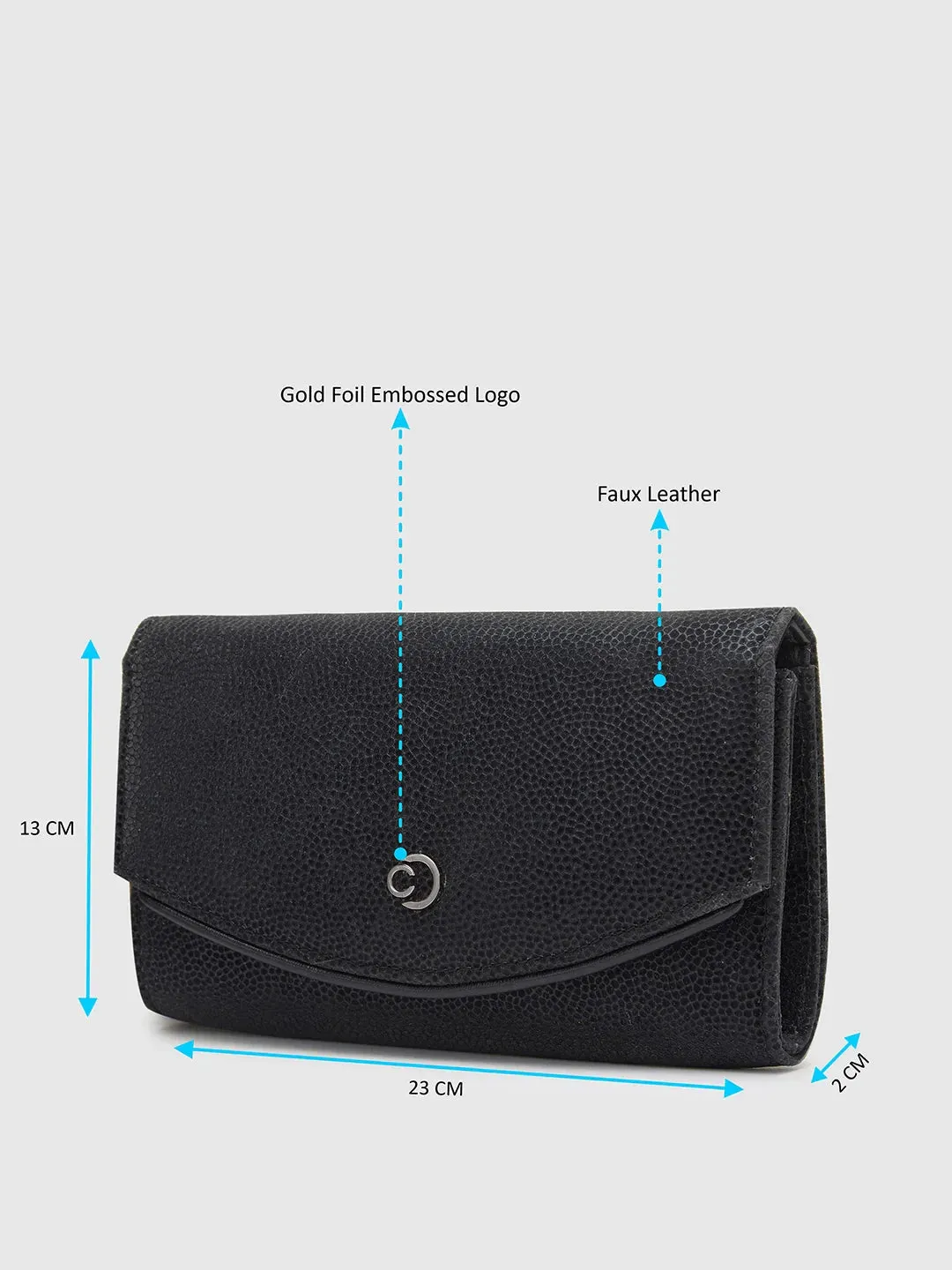 Caprese Gretchen Medium Black Flapover Clutch