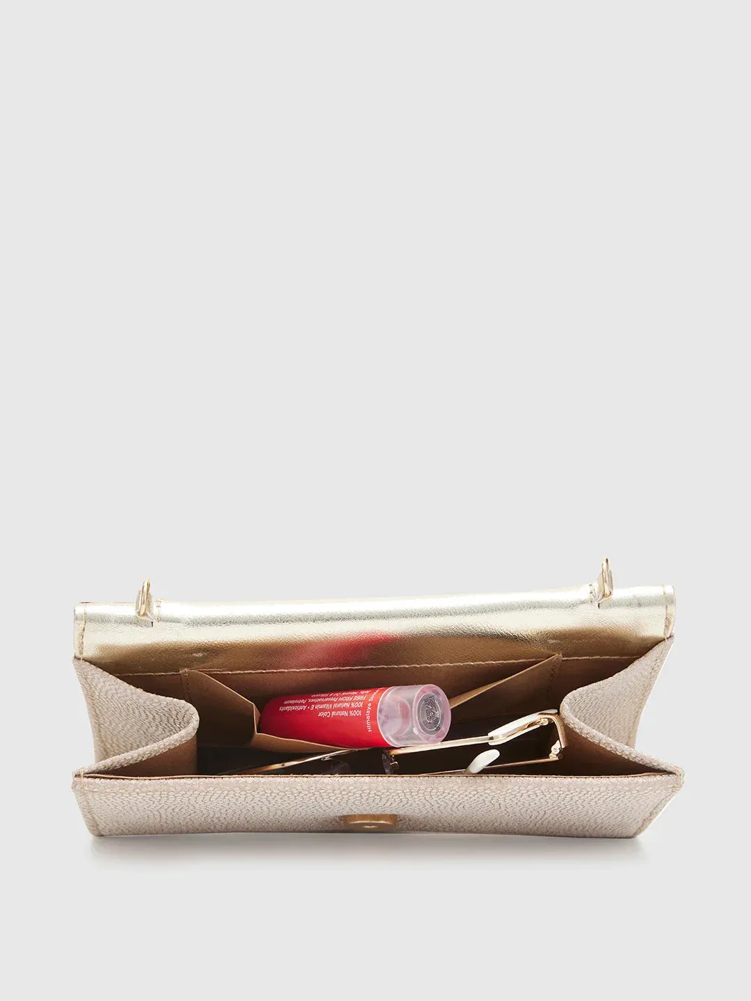 Caprese Gretchen Medium Champagne Gold Flapover Clutch