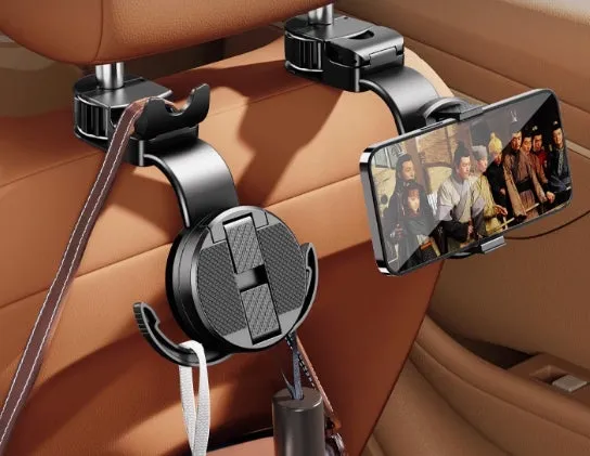 Car Headrest Hidden Hook Universal Multi-Function Car Clip Double Hook Holder Phone Holder