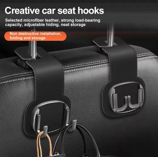 Car Seat Suede Headrest Hidden Hook Universal Multi-Function Car Clip Double Hook Holder Phone Holder