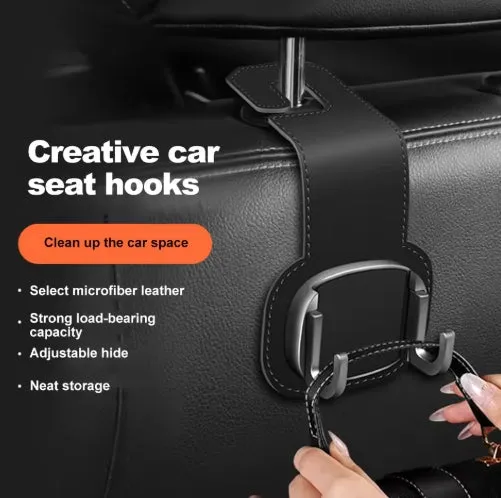 Car Seat Suede Headrest Hidden Hook Universal Multi-Function Car Clip Double Hook Holder Phone Holder