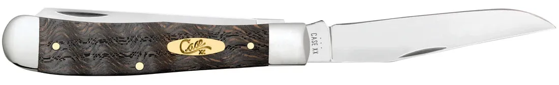 Case Knife - Black Curly Oak Wood Smooth Trapper