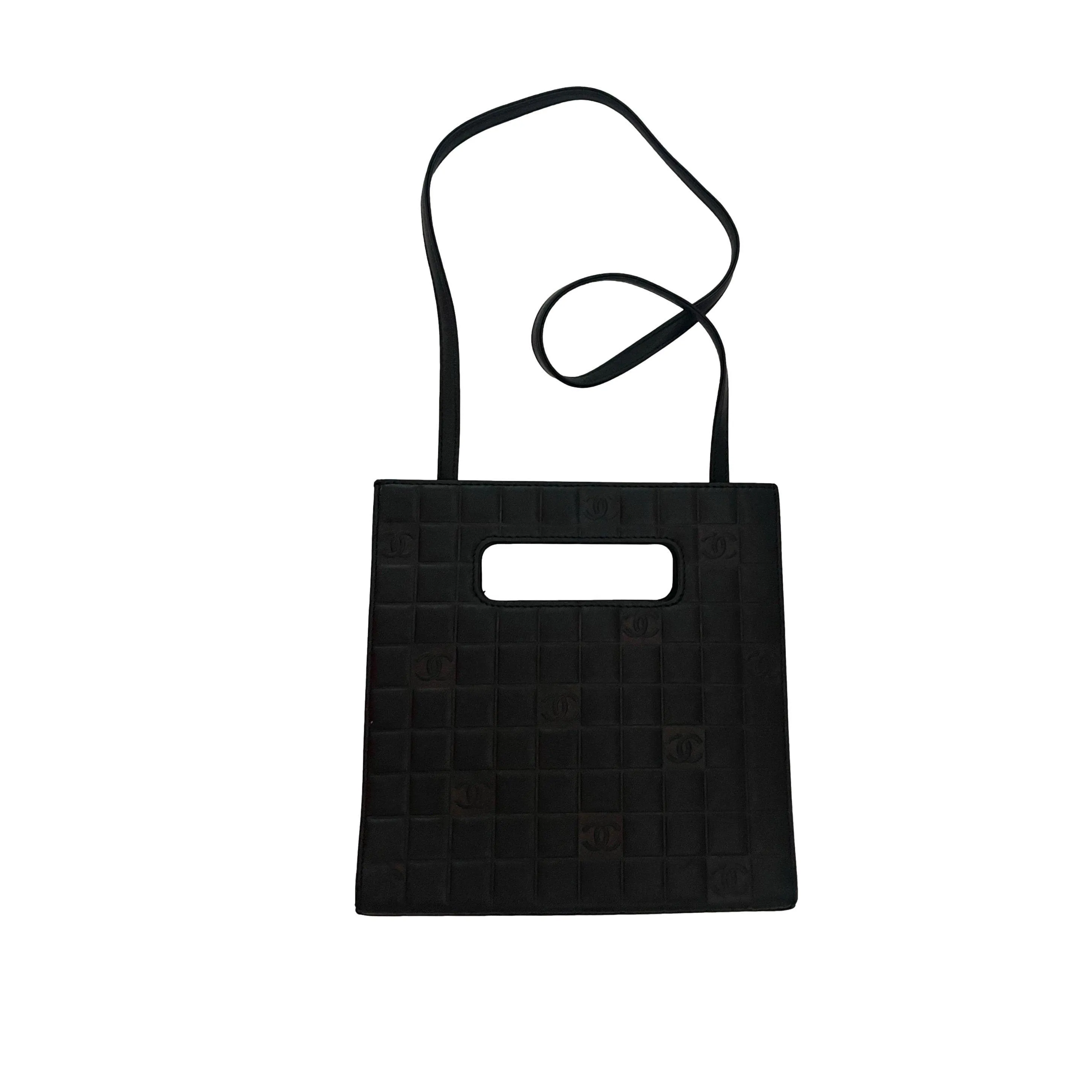 Chanel Black Square Quilt Leather Two Way Bag