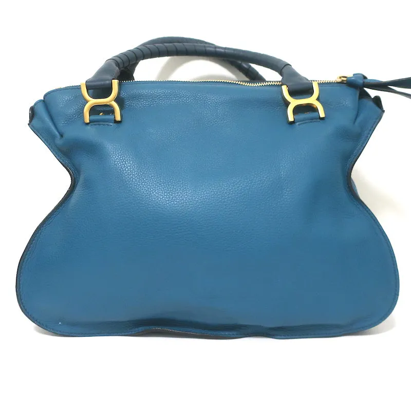 Chloe Marcie Large Shoulder Bag Laguna Blue Leather