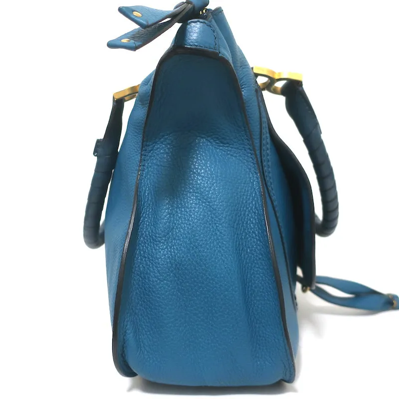 Chloe Marcie Large Shoulder Bag Laguna Blue Leather
