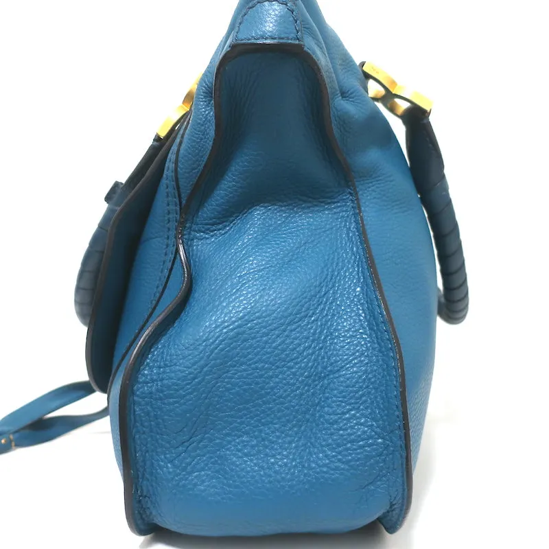 Chloe Marcie Large Shoulder Bag Laguna Blue Leather