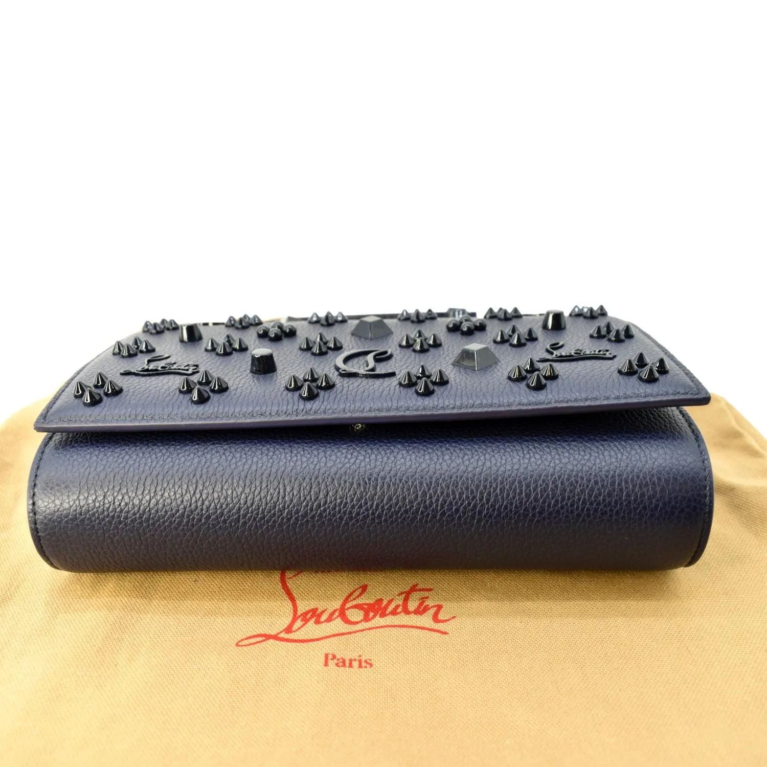 CHRISTIAN LOUBOUTIN Paloma Leather Patent Pearl Spikes Crossbody Bag Blue