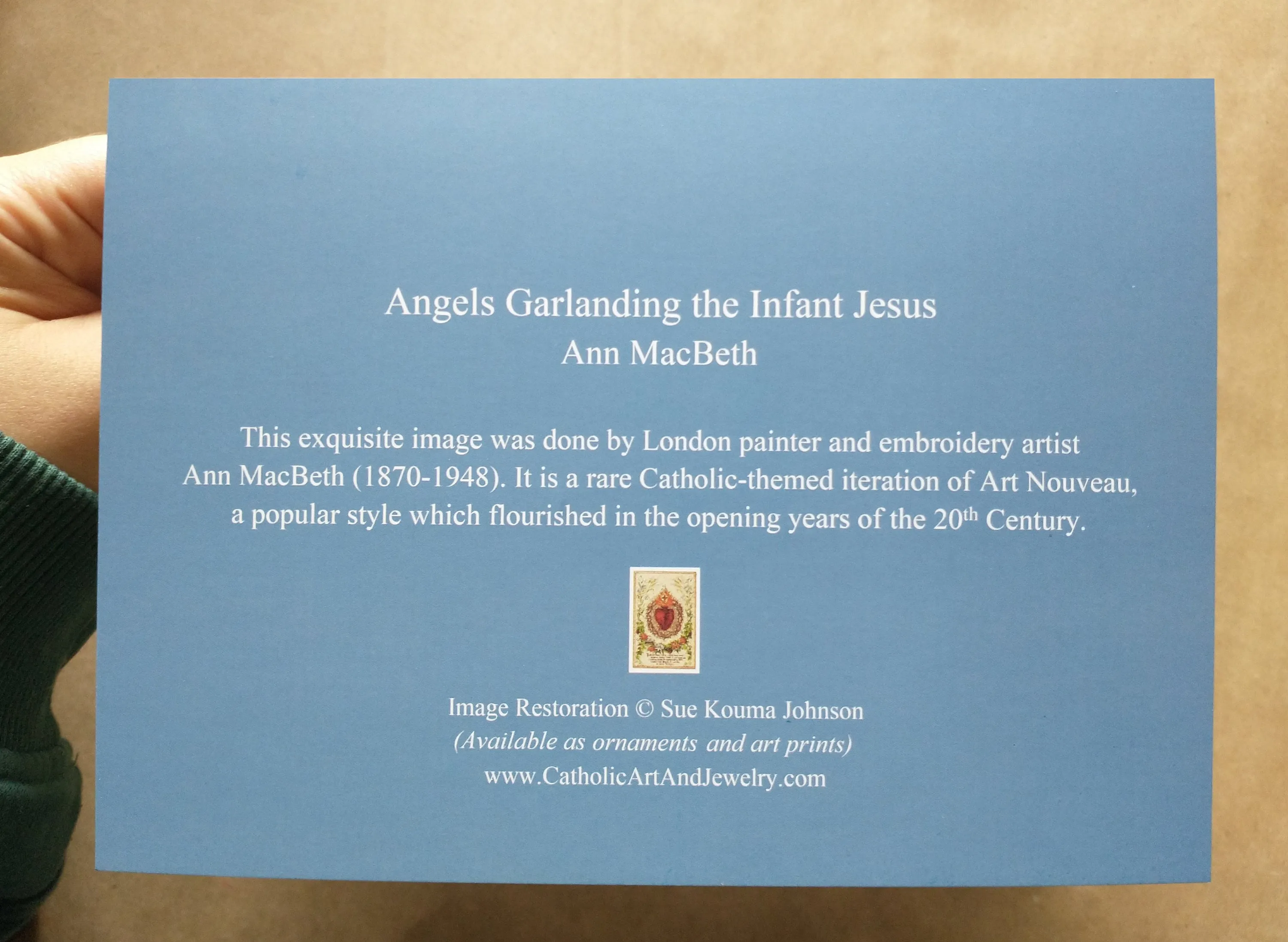 Christmas Card / Angels Garlanding the Infant Jesus – 5x7" – With Envelope – 1 / 10 / 50 / 100 – by Ann Macbeth