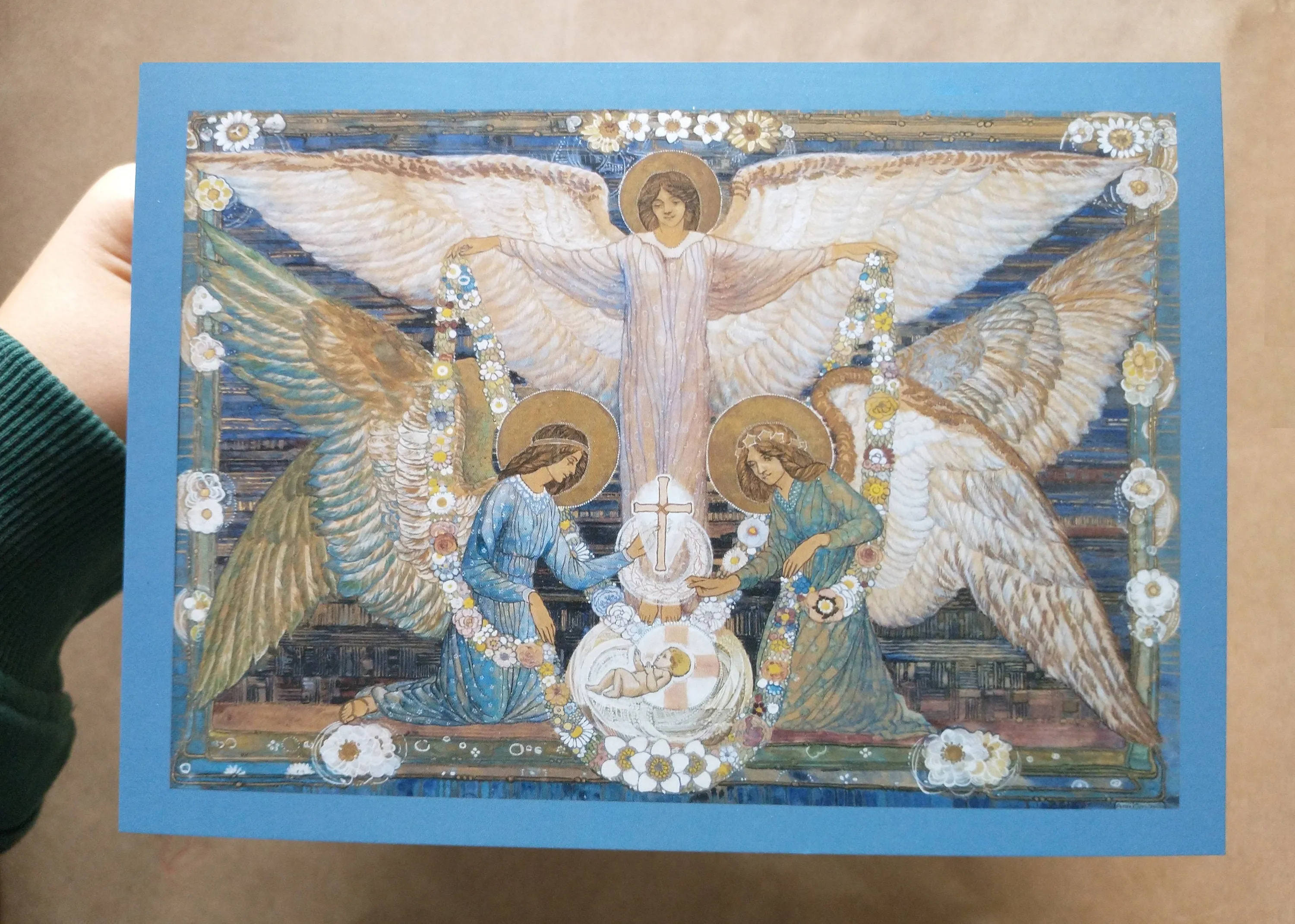 Christmas Card / Angels Garlanding the Infant Jesus – 5x7" – With Envelope – 1 / 10 / 50 / 100 – by Ann Macbeth