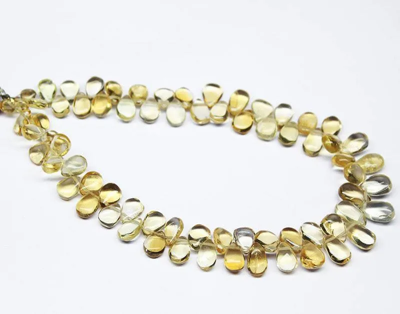 Citrine Smooth Briolette Pear Drop Gemstone Loose Bead Strand 10" 4mm 10mm