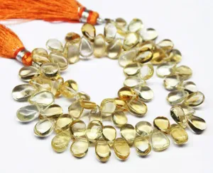 Citrine Smooth Briolette Pear Drop Gemstone Loose Bead Strand 10" 4mm 10mm