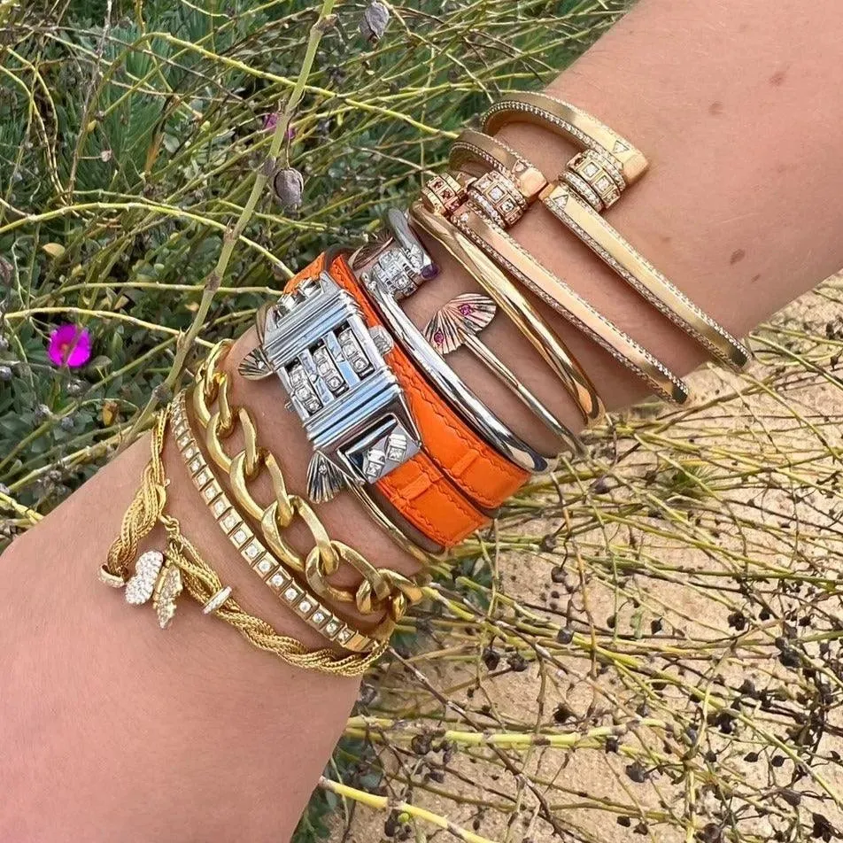 Code Bracelet, Orange Leather