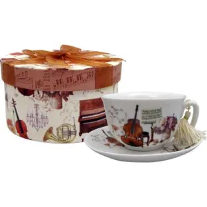 CUP & SAUCER ELEGANT MUSIC W/ GIFT BOX