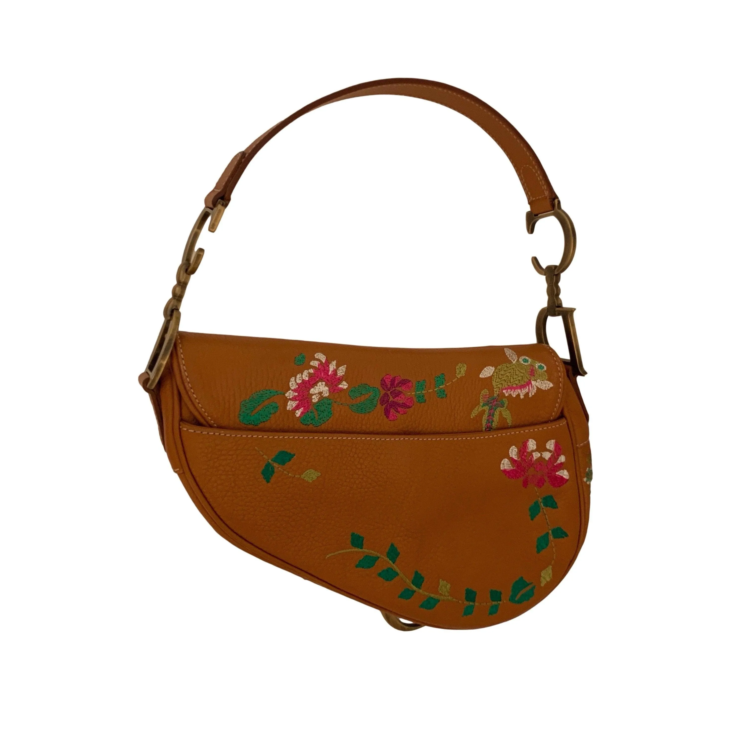 Dior Brown Embroidered Koi Leather Saddle Bag