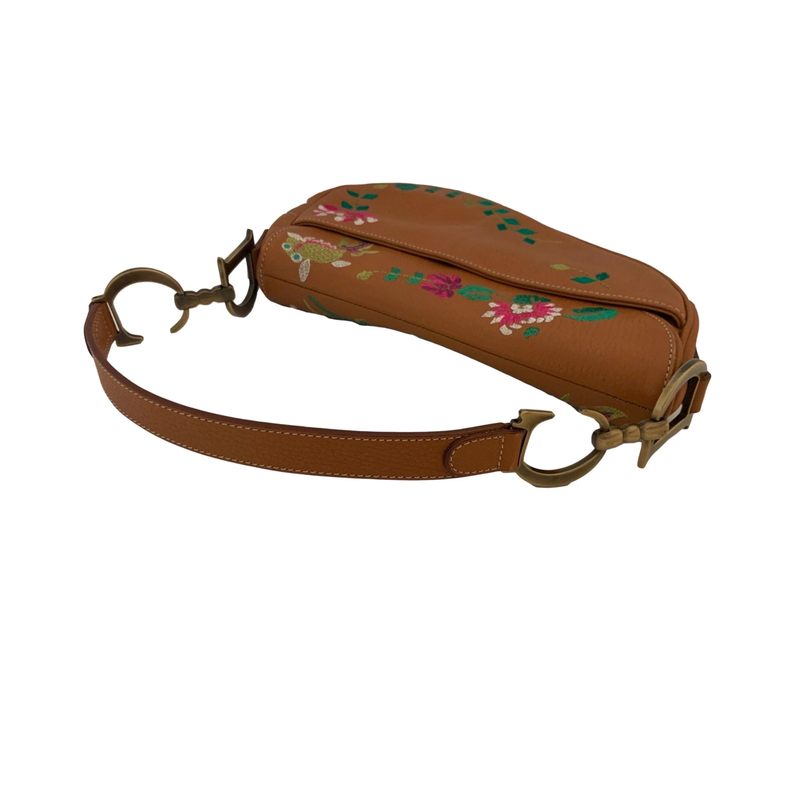 Dior Brown Embroidered Koi Leather Saddle Bag