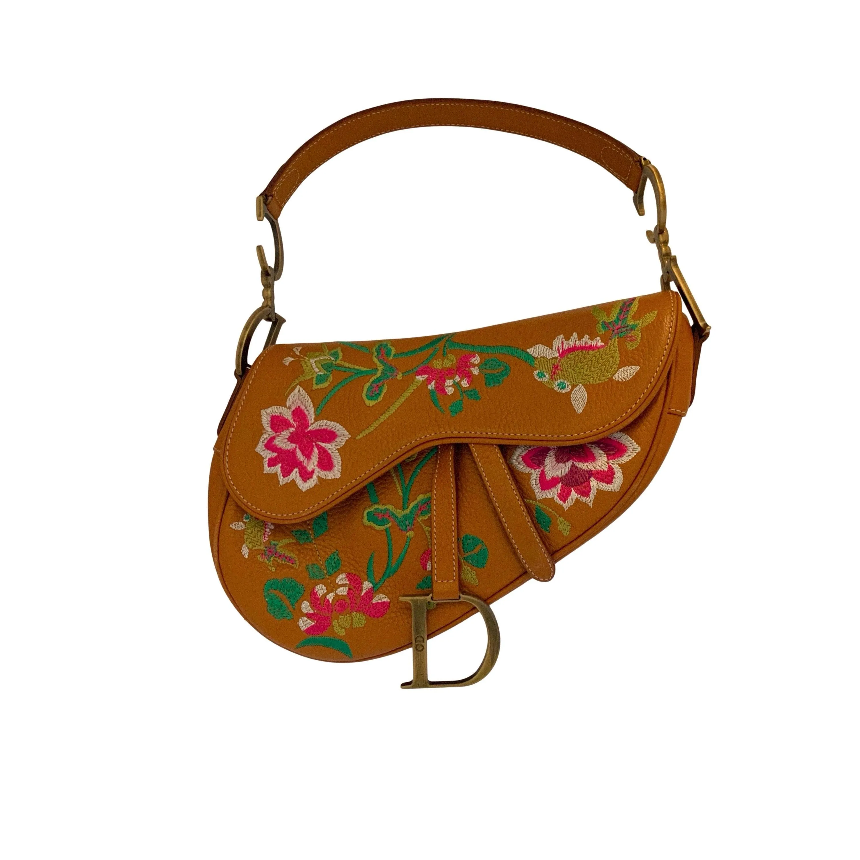 Dior Brown Embroidered Koi Leather Saddle Bag