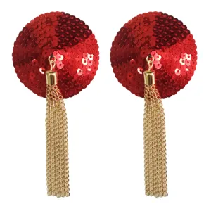 Diva | Sequin Pasties, Chain Tassels rood