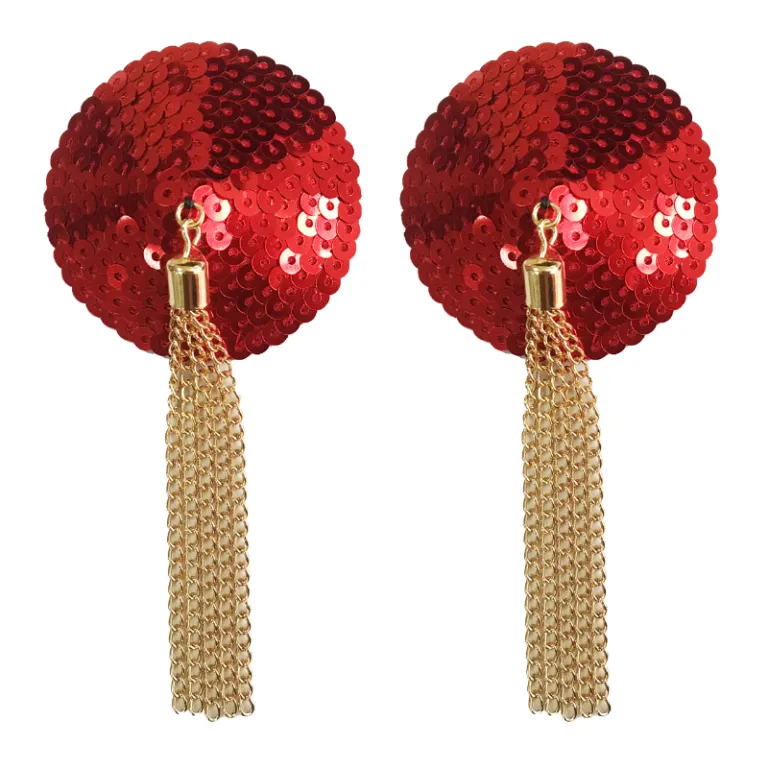 Diva | Sequin Pasties, Chain Tassels rood