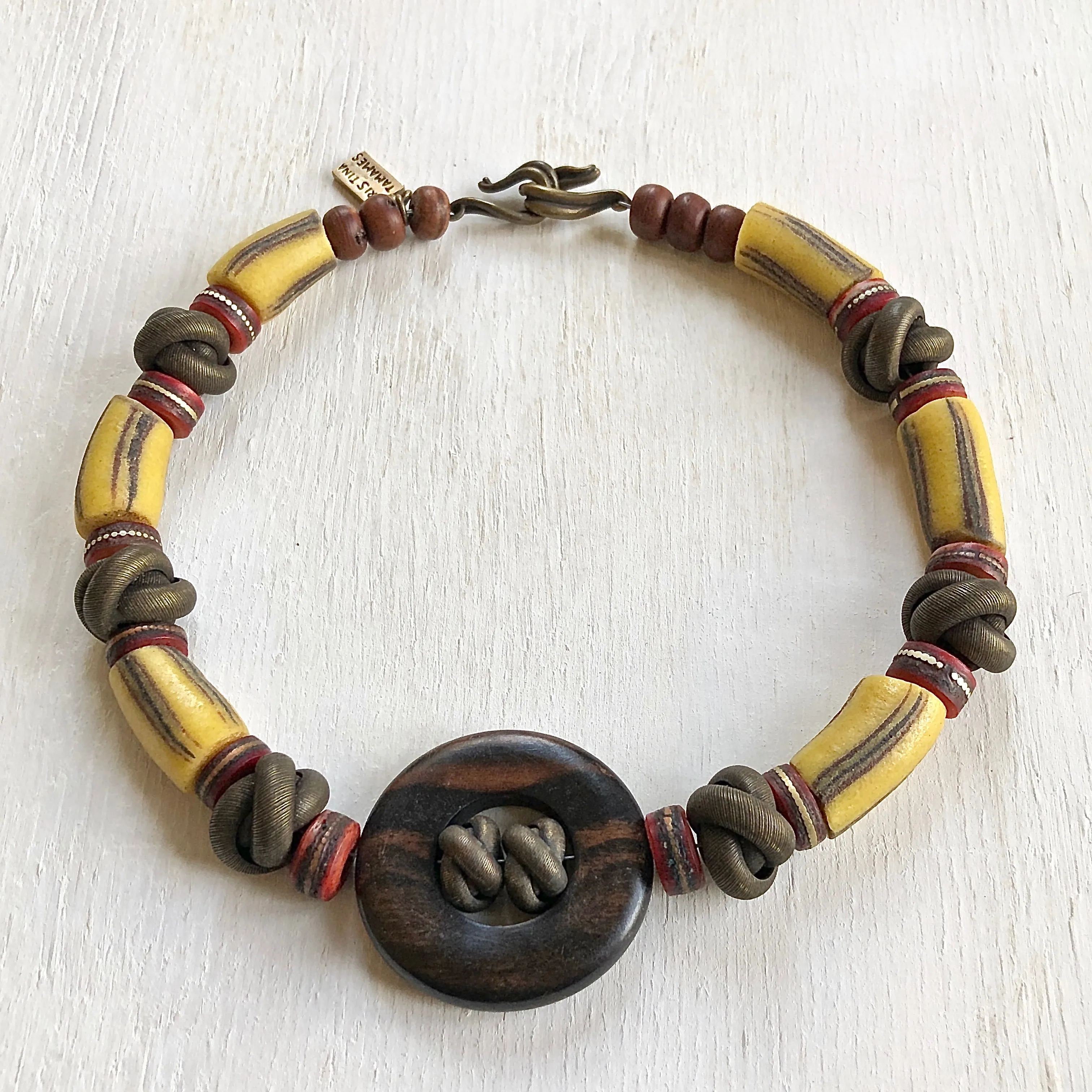 Ebony Nepalese mala beads African trade beads necklace