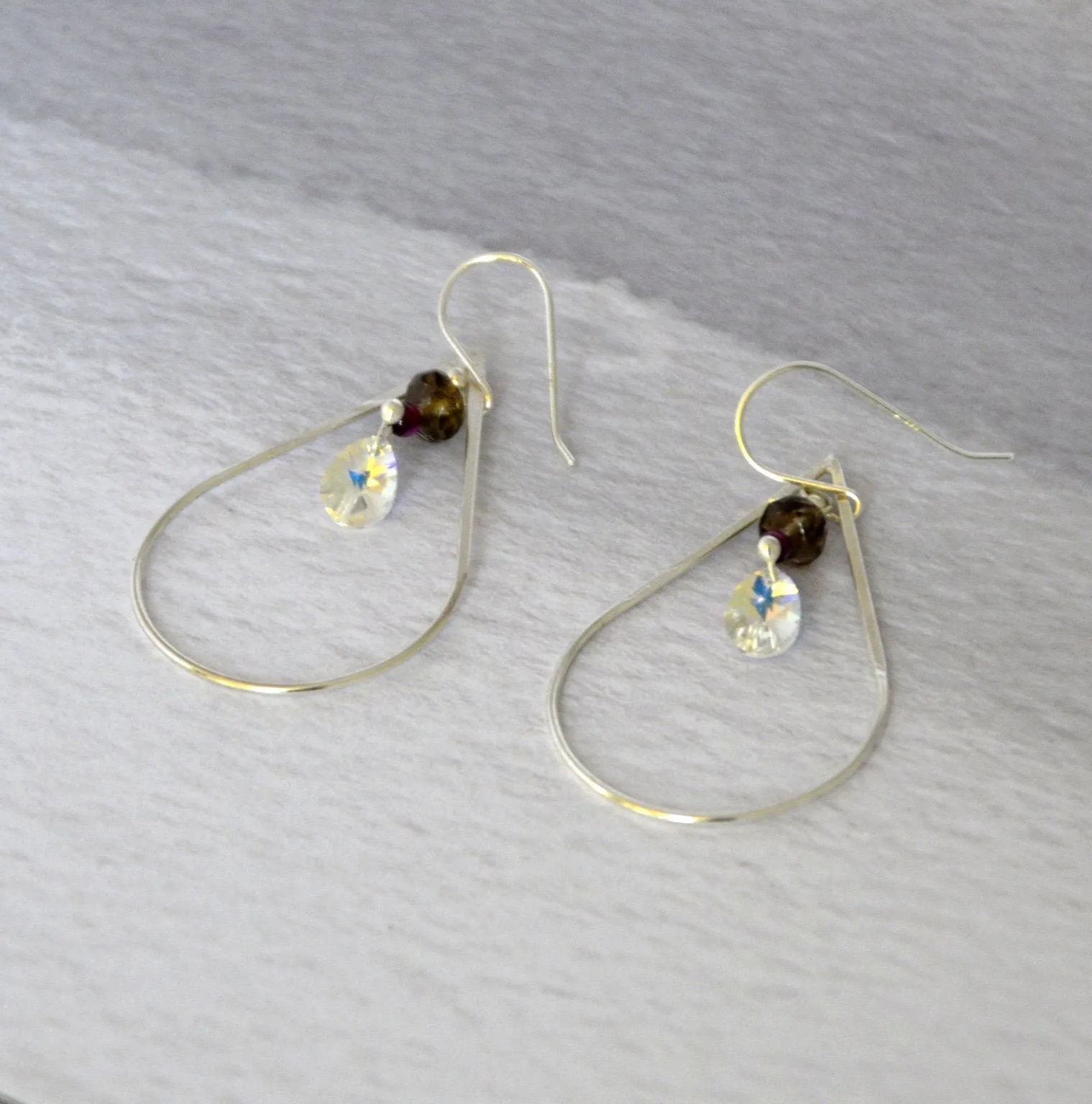 Elegant Drops of Moonlight Garnet Earrings