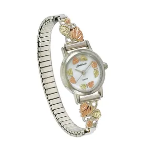 Elegant Foliage III - Sterling Silver Black Hills Gold Ladies Watch