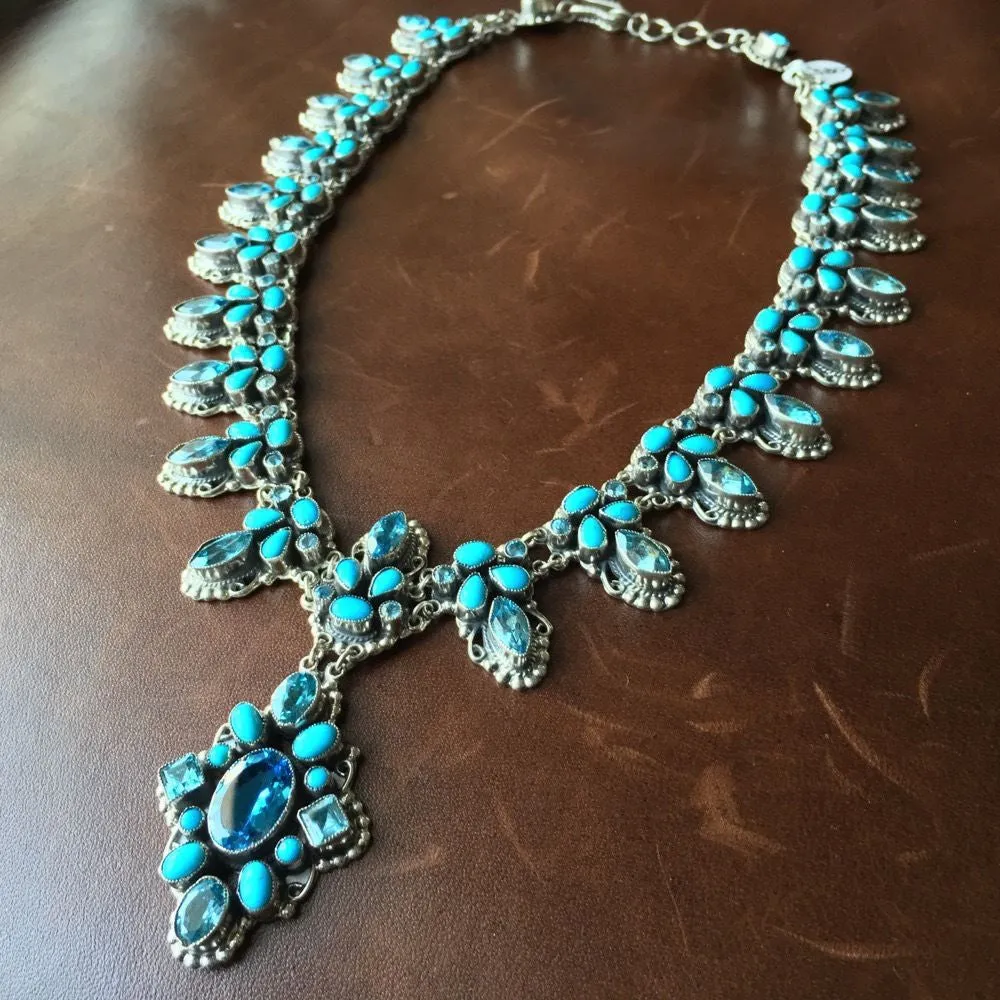 Elegant Sterling Natural Sleeping Beauty Turquoise Topaz Necklace Leo Feeney