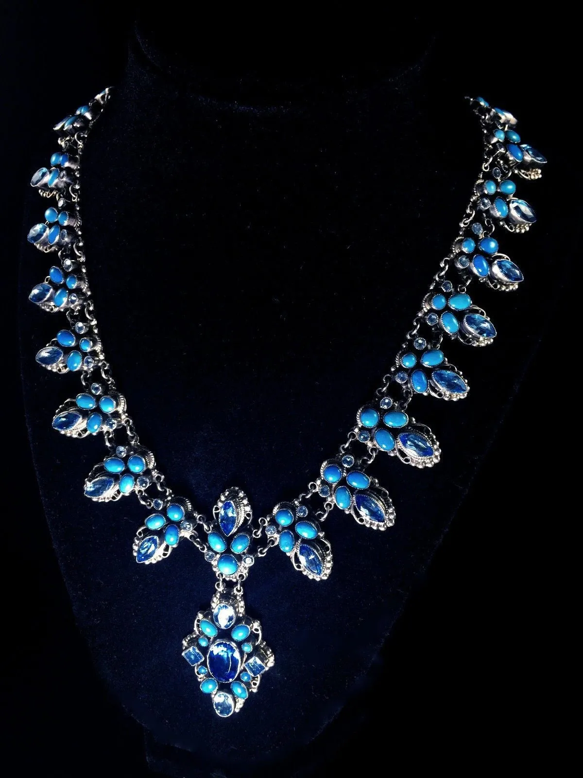 Elegant Sterling Natural Sleeping Beauty Turquoise Topaz Necklace Leo Feeney