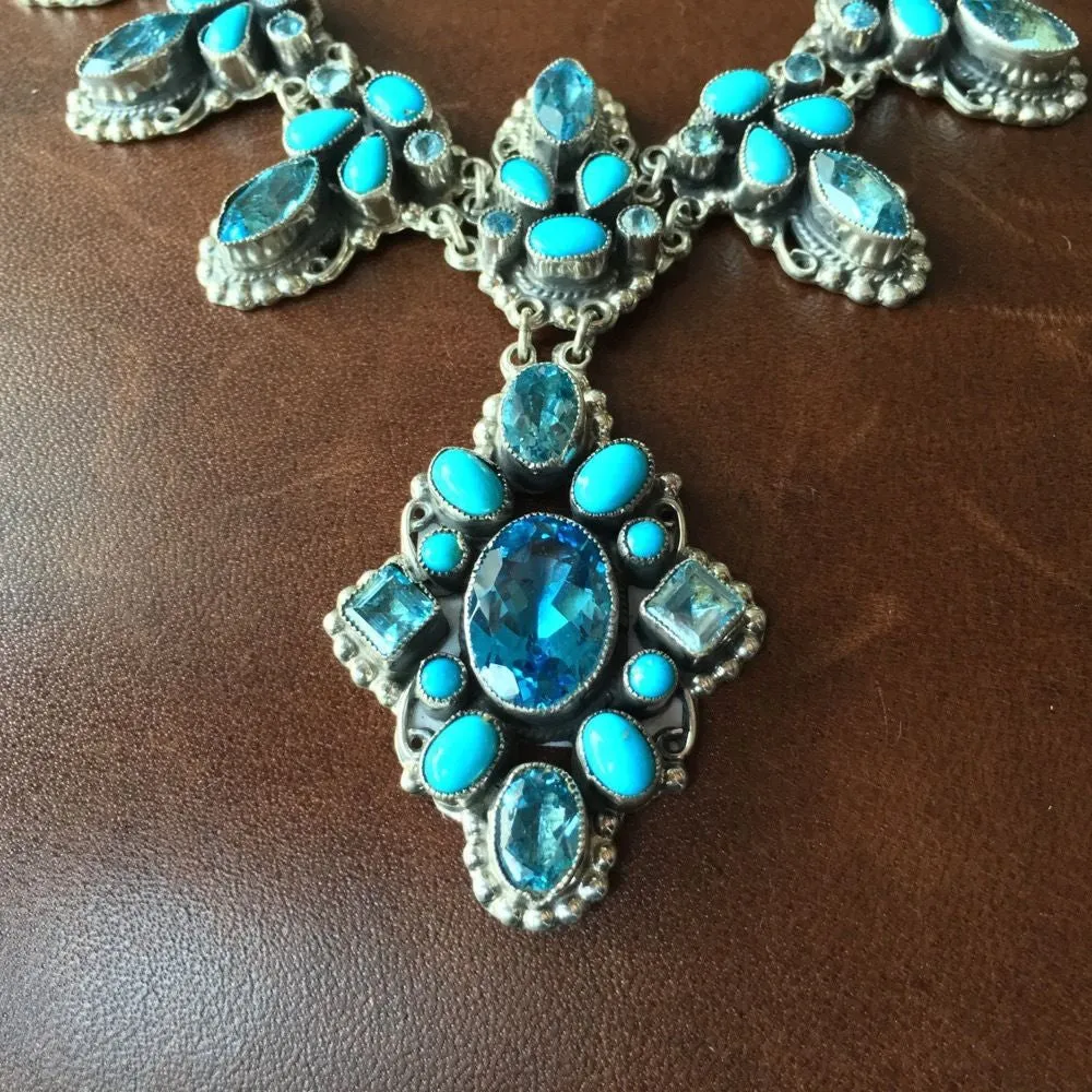 Elegant Sterling Natural Sleeping Beauty Turquoise Topaz Necklace Leo Feeney
