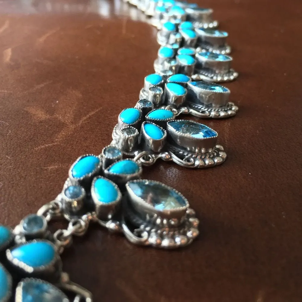 Elegant Sterling Natural Sleeping Beauty Turquoise Topaz Necklace Leo Feeney