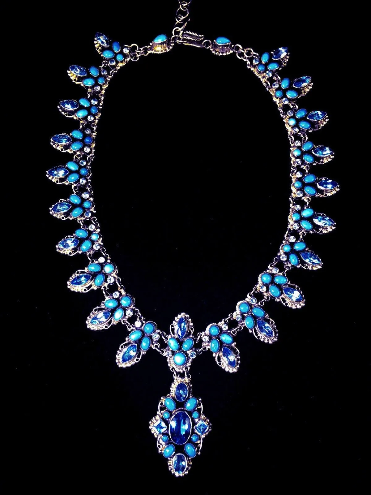 Elegant Sterling Natural Sleeping Beauty Turquoise Topaz Necklace Leo Feeney