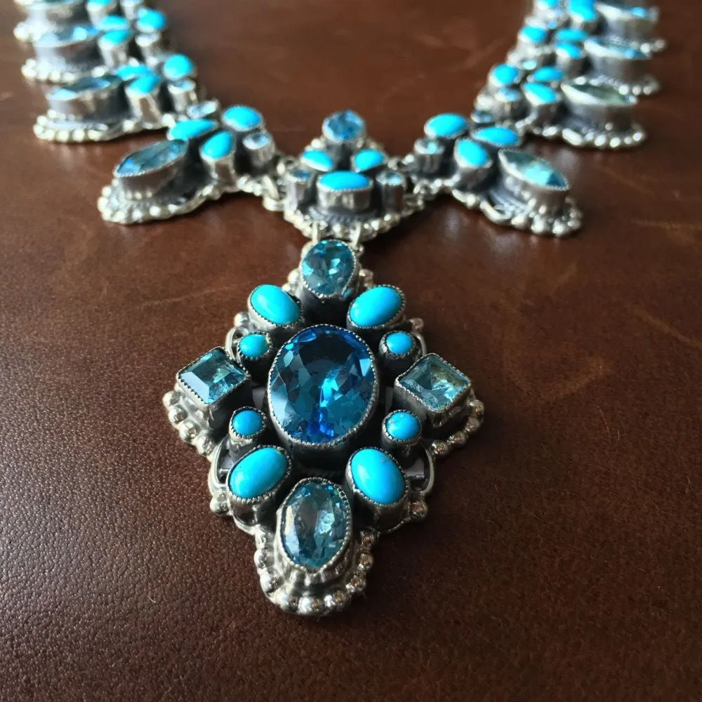 Elegant Sterling Natural Sleeping Beauty Turquoise Topaz Necklace Leo Feeney