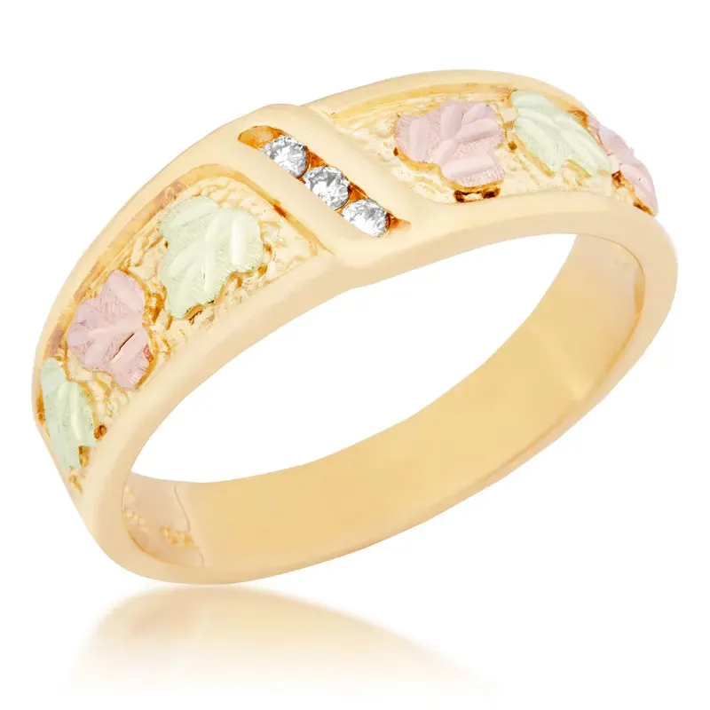 Elegant Three Diamonds - Black Hills Gold Ladies Ring