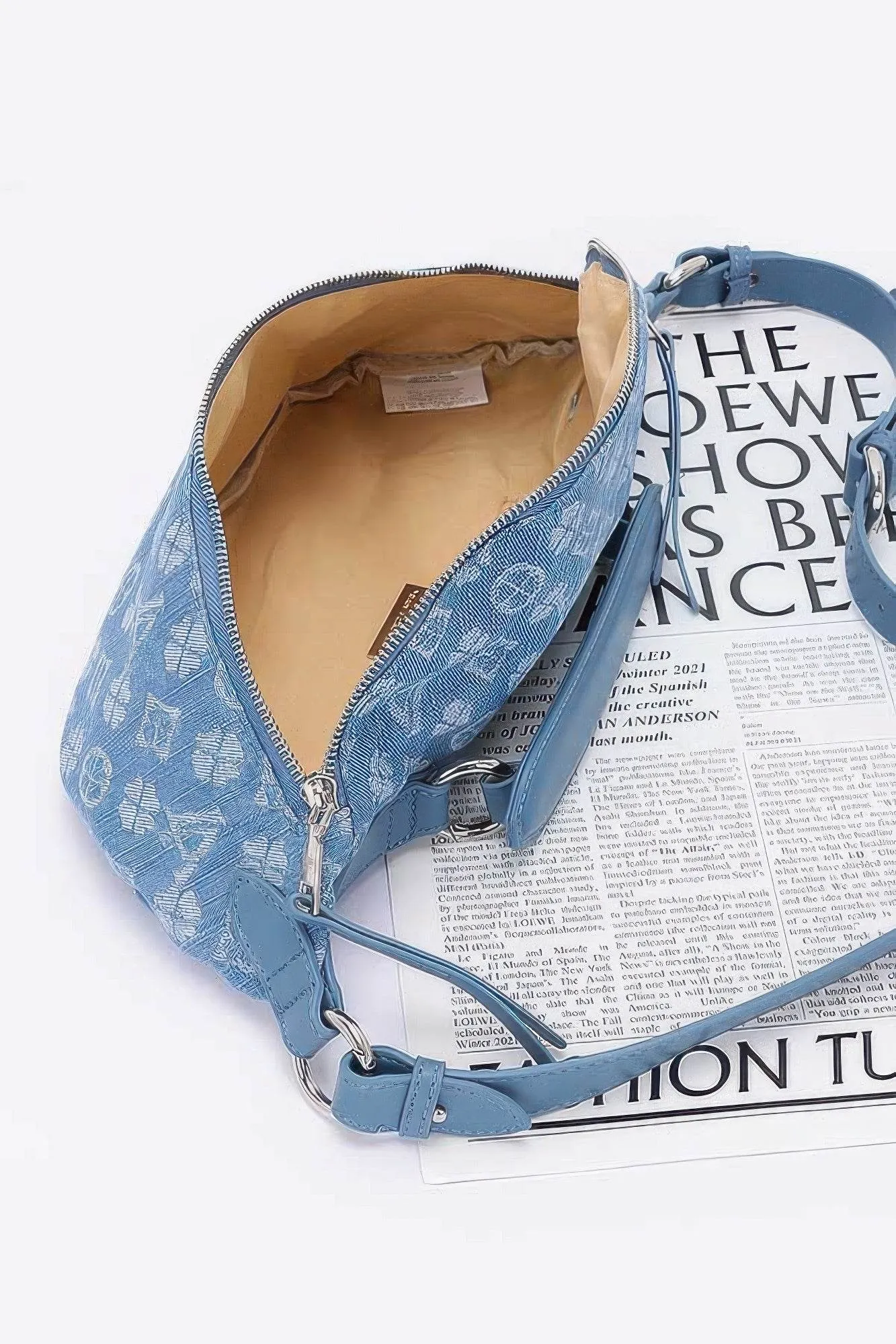 Embossed Denim Crossbody Bag