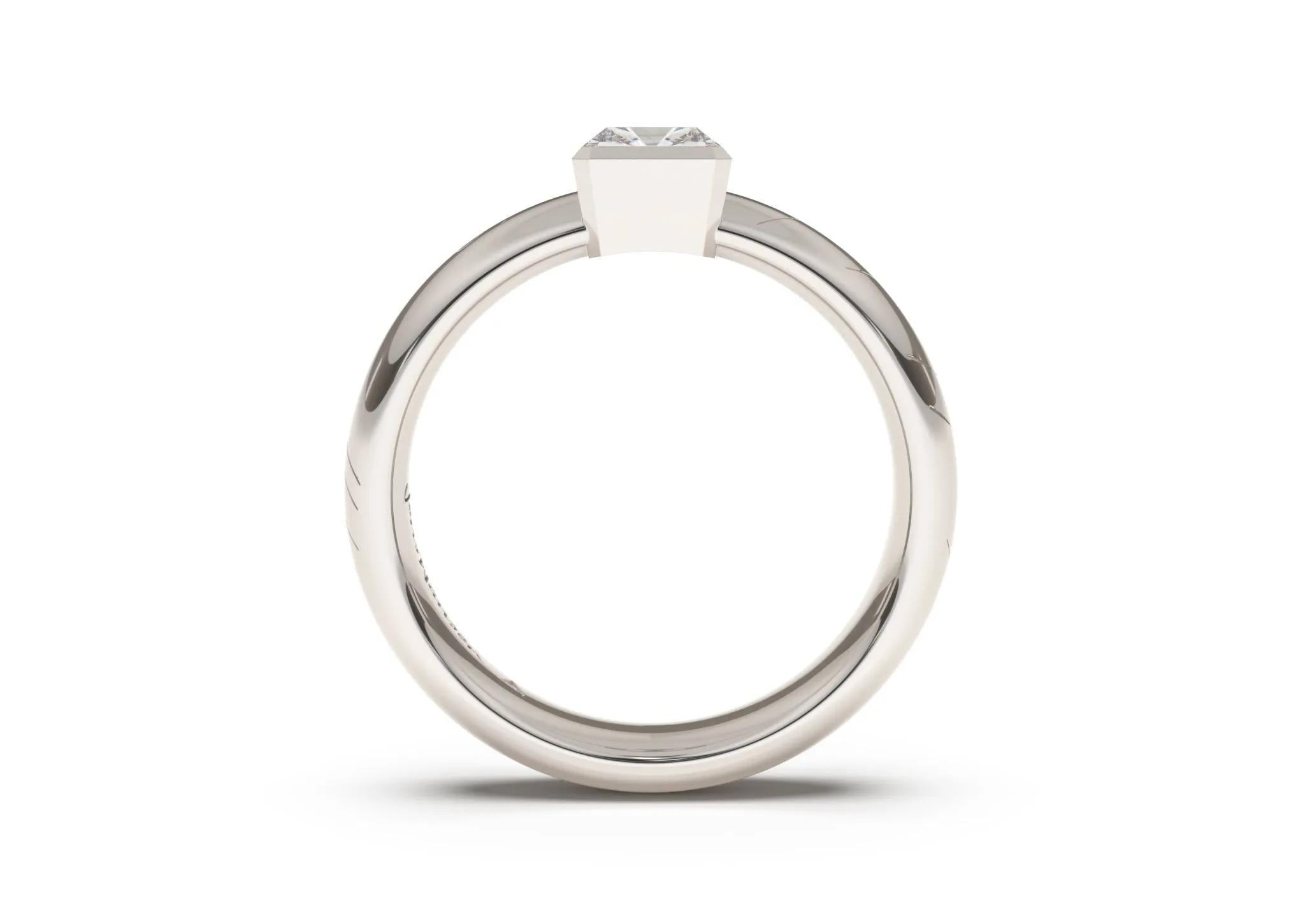 Emerald Cut Elegant Elvish Engagement Ring, White Gold & Platinum