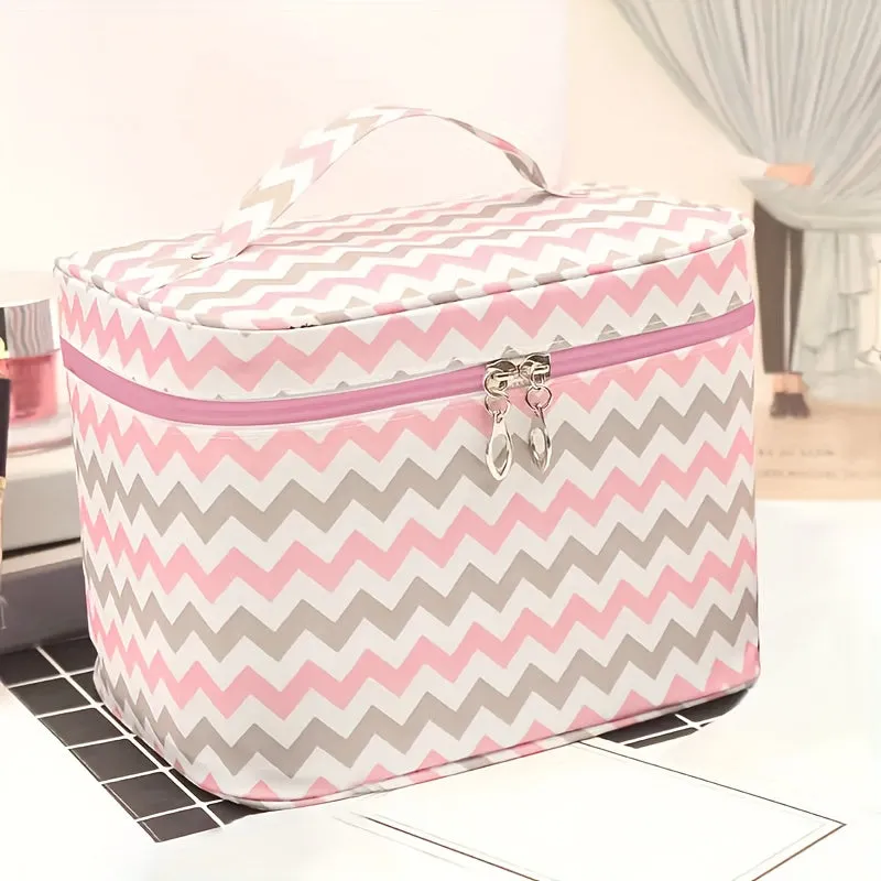 Extra Large Nylon Cosmetic Bag Travel Organizer with Secure Zipper