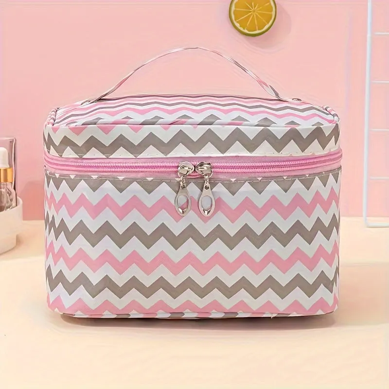 Extra Large Nylon Cosmetic Bag Travel Organizer with Secure Zipper