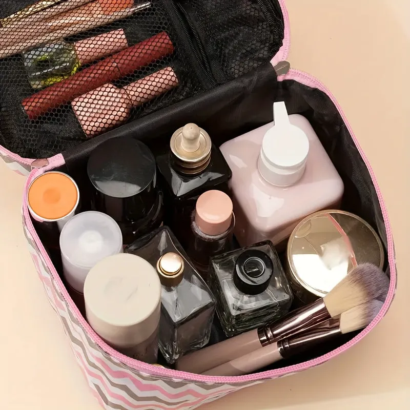 Extra Large Nylon Cosmetic Bag Travel Organizer with Secure Zipper