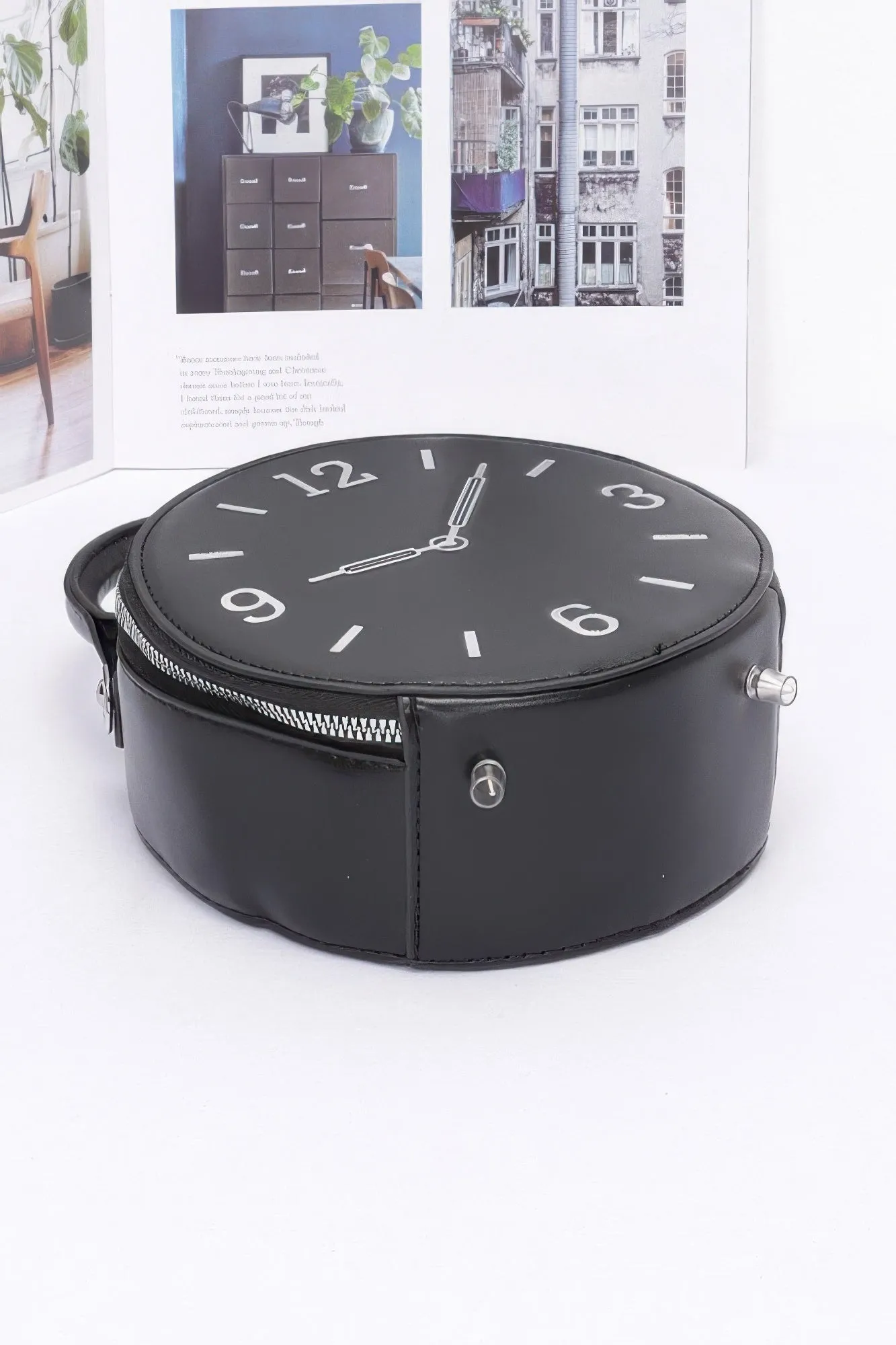 Faux Leather Clock Novelty Bag